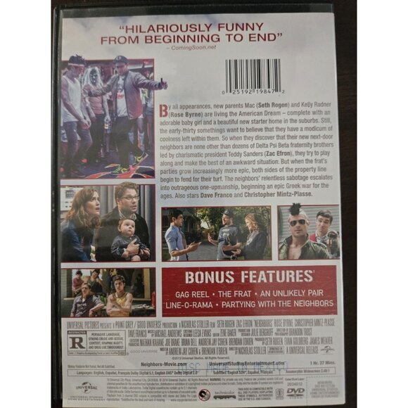 Neighbors DVD Starring Seth Rogen & Zac Efron - Picture 2 of 2